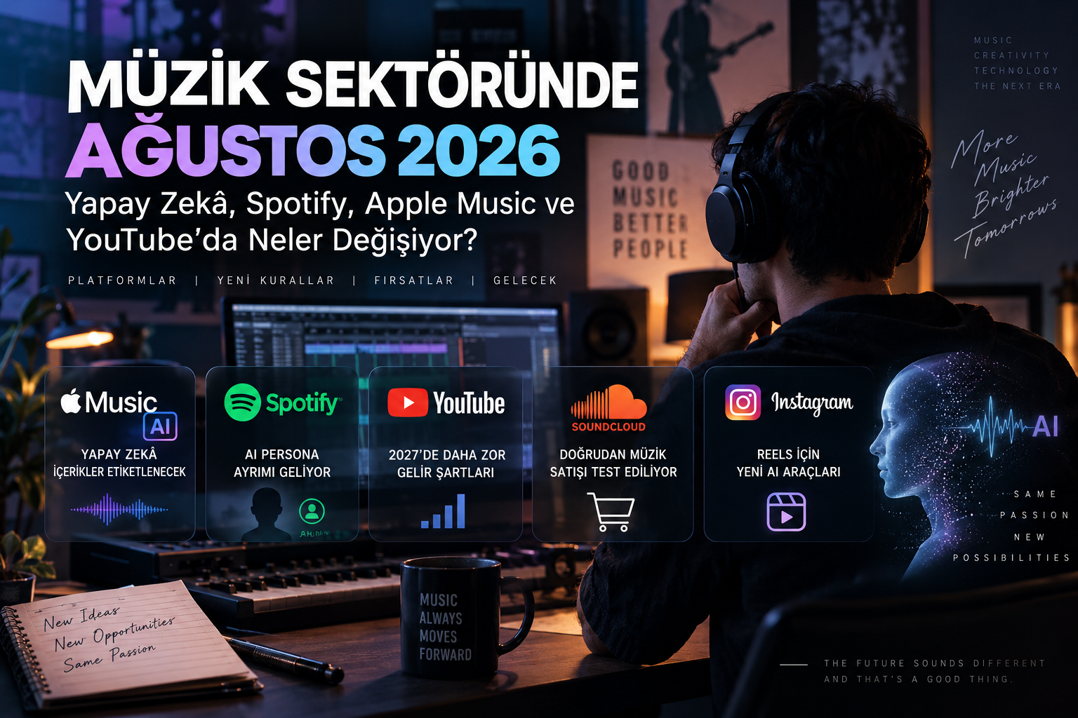 Müzik Sektöründe Ağustos 2026: Yapay Zekâ, Spotify, Apple Music ve YouTube’da Neler Değişiyor?